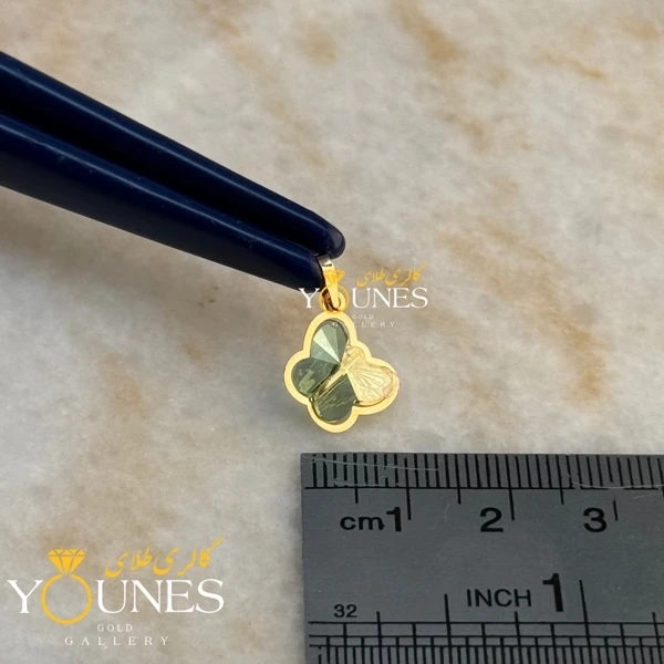 آویز طلا سواروسکی پروانه ای سبز پسته ای